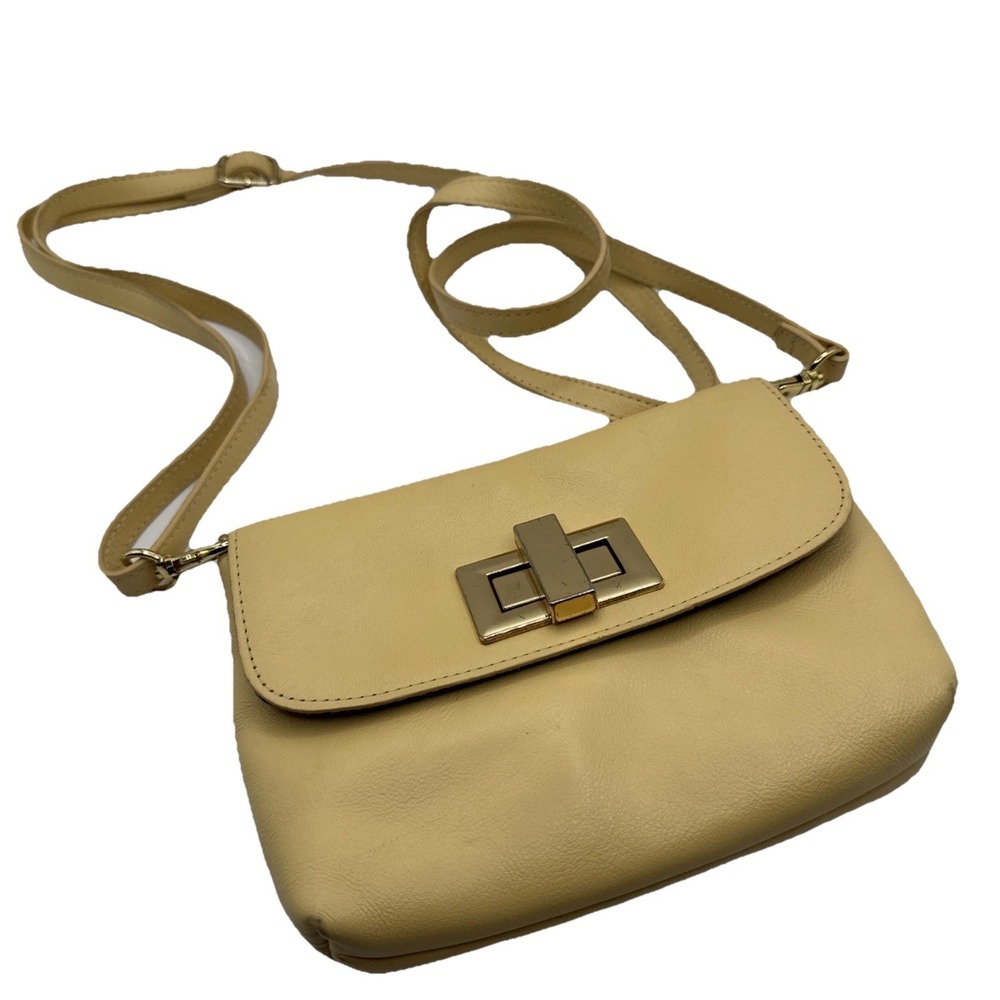 ROWALLAN Of Scotland Banana Pale Yellow Mini Leather Crossbody Bag